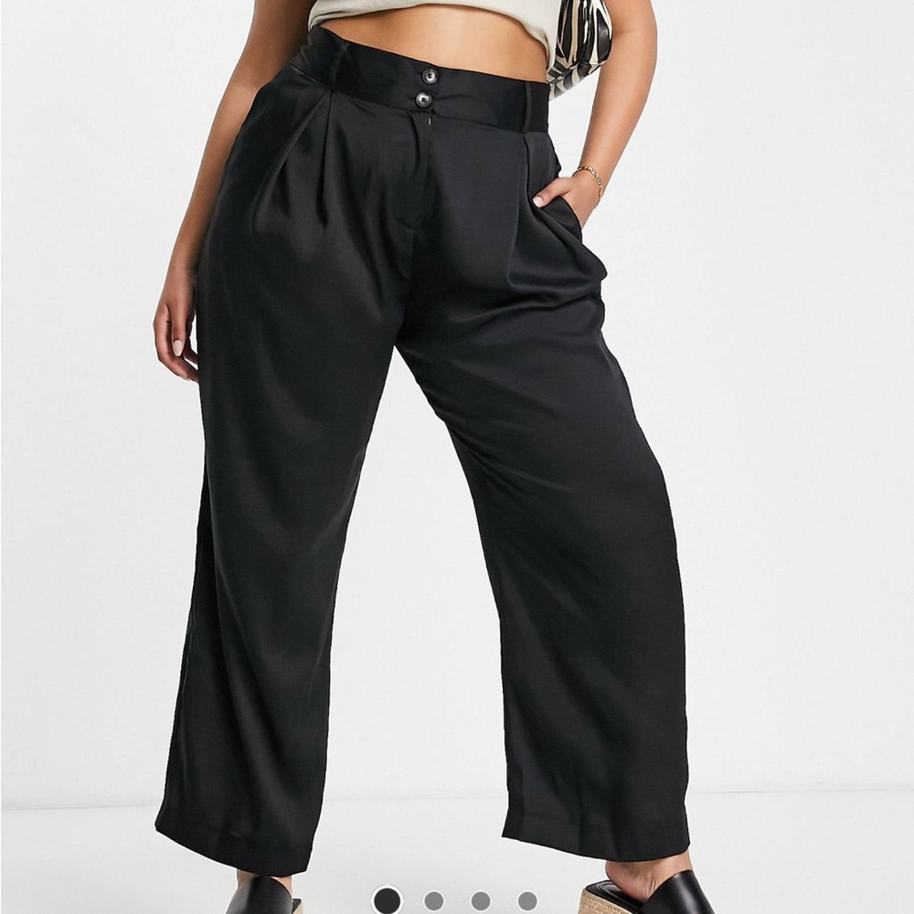 River island satin pleated wide leg pants